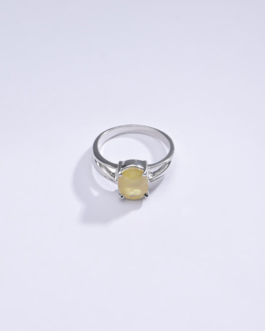 Authentic Yellow Sapphire (Pukhraj) Ring in 925 Silver – For Positive Influence #1242