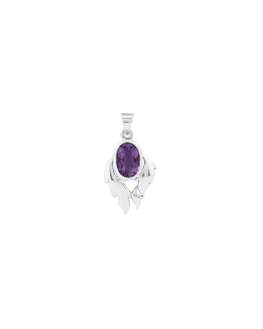 Luna Leaf Amethyst Pendant in 925 Silver