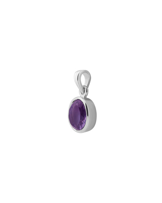 Plain Amethyst Pendant in 925 Silver