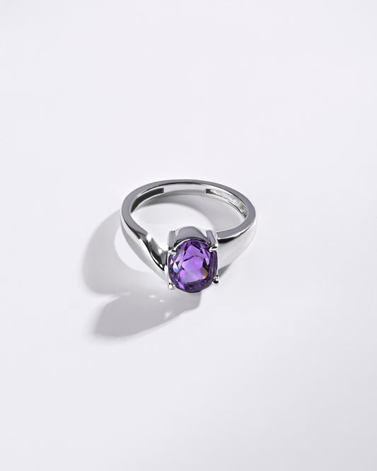 Statement Amethyst (Jamunia) Ring – 925 Silver - #1203N4