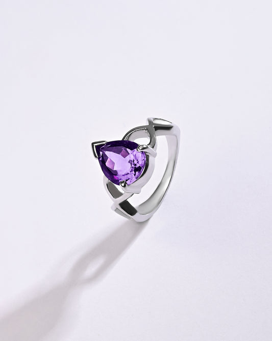 Classic Amethyst (Jamunia) Ring – 925 Silver - #1105N3 Drop