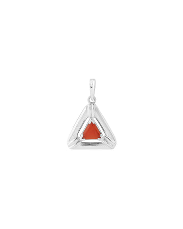 Moonlit Crown Triangular Coral Pendant in 925 Silver