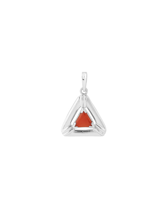 Moonlit Crown Triangular Coral Pendant in 925 Silver