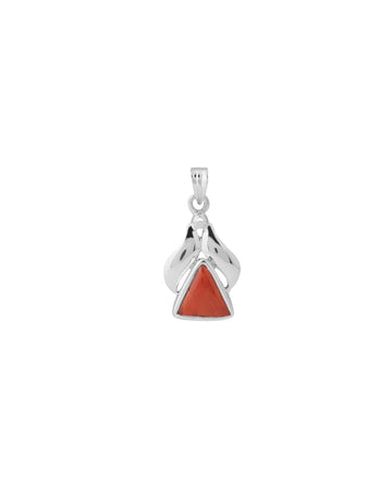 Wave Curve Triangular Coral Pendant in 925 Silver