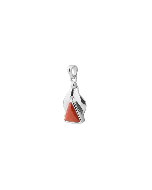 Wave Curve Triangular Coral Pendant in 925 Silver