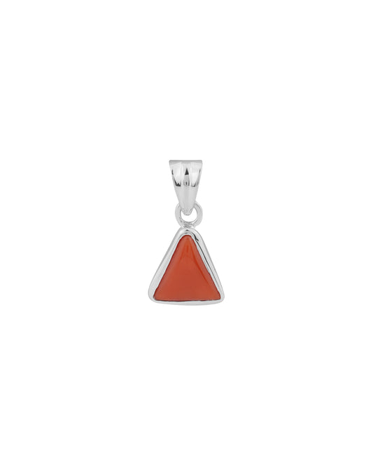 Plain Triangular Coral Pendant in 925 Silver