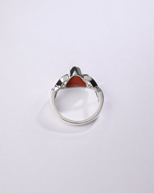 Coral (Moonga) Ring – 925 Silver Everyday - #1105N3 Tr