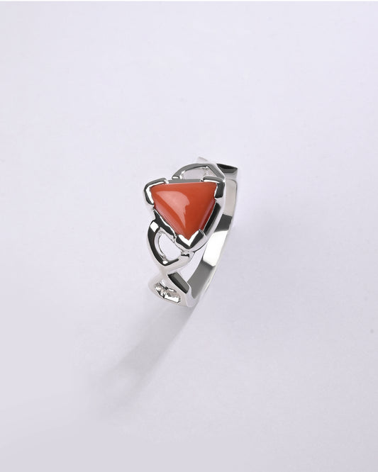 Coral (Moonga) Ring – 925 Silver Everyday - #1105N3 Tr