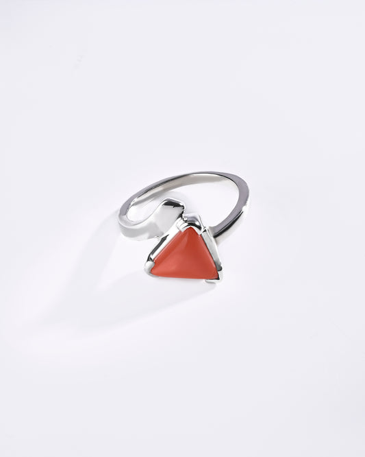 Coral (Moonga) Ring – 925 Silver Artistry - #1202N3 Tr