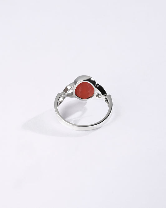 Coral (Moonga) Ring – 925 Silver Artisan Crafted - #1105B