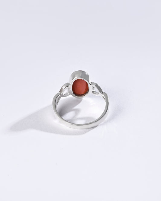 Opulent Coral (Moonga) Ring – 925 Silver Luxe - #1220HB