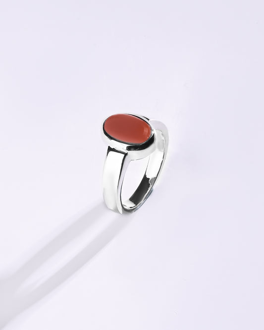 Royal Coral (Moonga) Ring – 925 Silver Golden Hue - #1200B