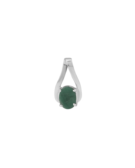 Gentle Curve Emerald Pendant in 925 Silver