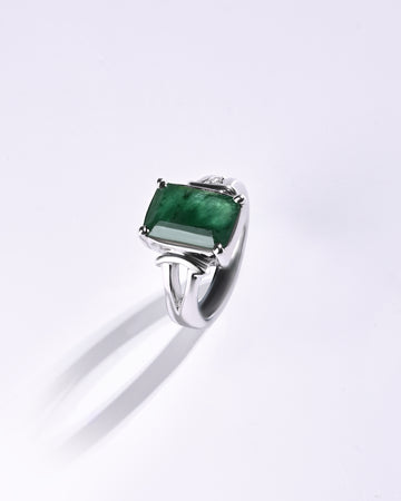 Vedic Emerald (Panna) Ring – 925 Silver - #1148N4 Sq