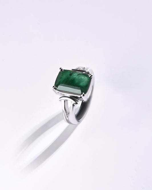 Vedic Emerald (Panna) Ring – 925 Silver - #1148N4 Sq