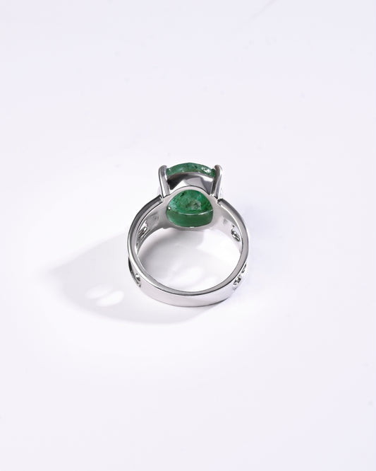 Classic Emerald (Panna) Ring – 925 Silver - #1107N4
