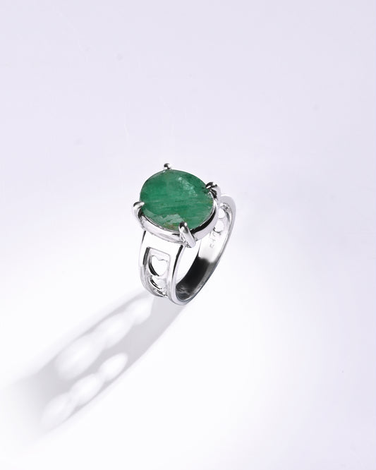 Classic Emerald (Panna) Ring – 925 Silver - #1107N4