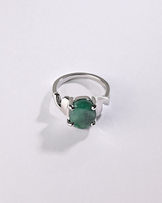 Radiant Emerald (Panna) Ring – 925 Silver - #1196N4