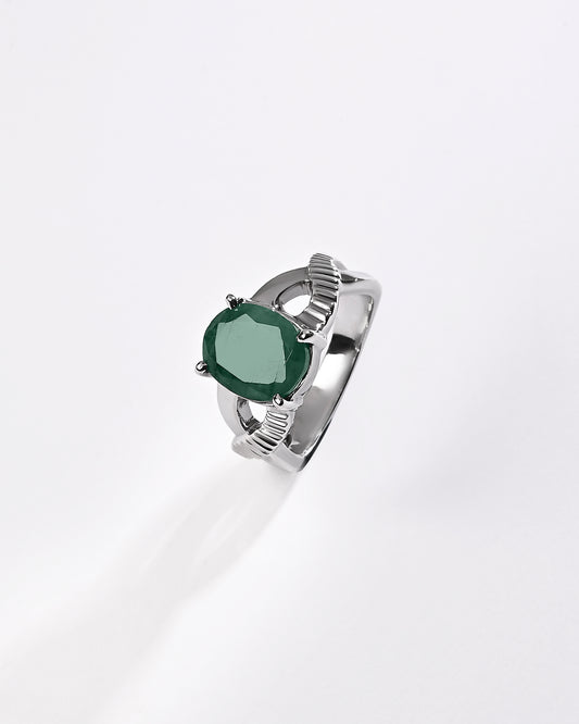 Natural Emerald (Panna) Ring – 925 Silver - #1104N4