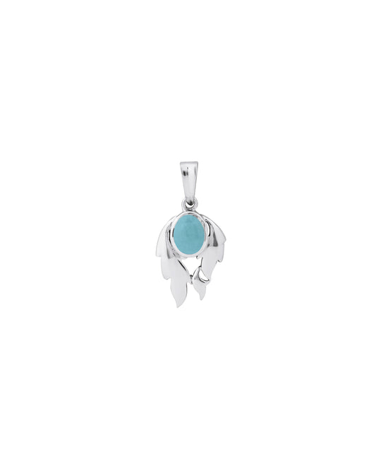 Luna Leaf Turquoise Pendant in 925 Silver