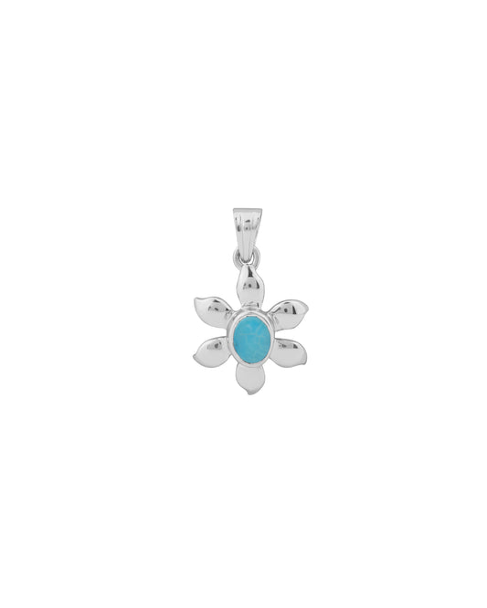 Sun Petal Shaped Turquoise Pendant in 925 Silver