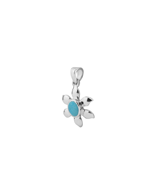 Sun Petal Shaped Turquoise Pendant in 925 Silver