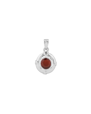 Moonlit Crown Garnet Pendant in 925 Silver