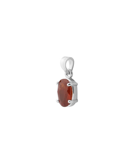 Plain Garnet Pendant in 925 Silver
