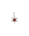 Sun Petal Shaped Garnet Pendant in 925 Silver