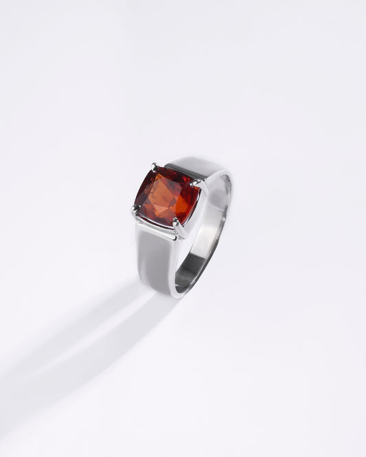 Certified Garnet (Gomed) Ring – 925 Silver - #1224N4 Sq