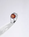 Stylish Garnet (Gomed) Ring – 925 Silver - #1131N4