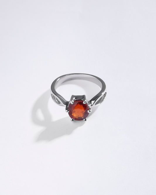 Bold Garnet (Gomed) Ring – 925 Silver - #1102N6