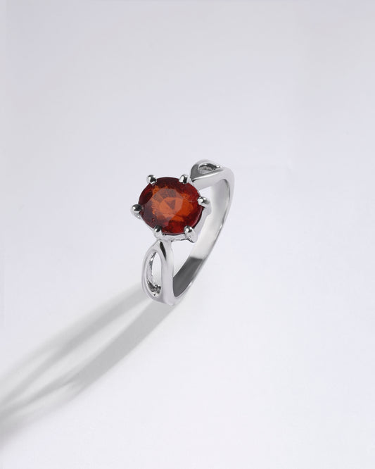 Bold Garnet (Gomed) Ring – 925 Silver - #1102N6
