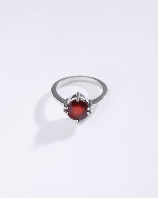 Elevated Garnet (Gomed) Ring – 925 Silver - #1218N6