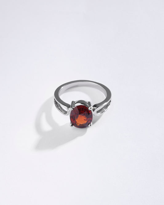 Calm Garnet (Gomed) Ring – 925 Silver - #1112N4