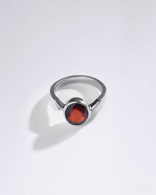 Charming Garnet (Gomed) Ring – 925 Silver - #1136B