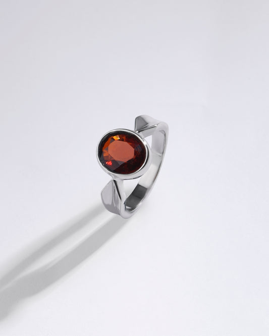 Charming Garnet (Gomed) Ring – 925 Silver - #1136B