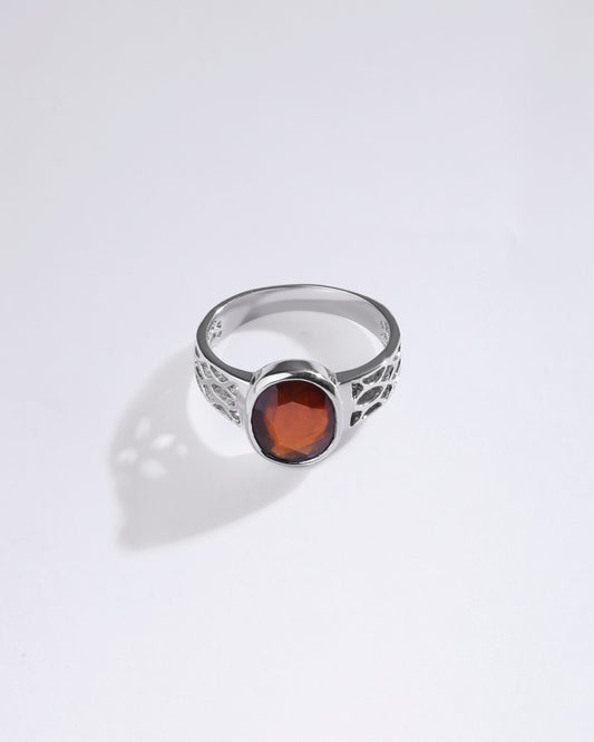 Chic Garnet (Gomed) Ring – 925 Silver - #1162B