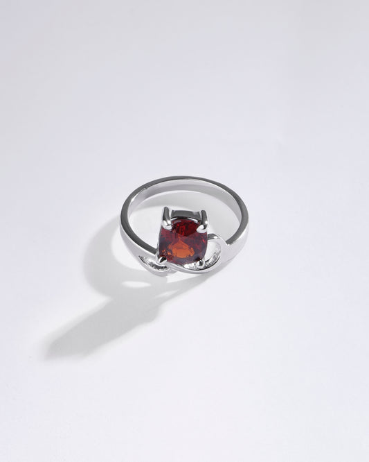 Essential Garnet (Gomed) Ring – 925 Silver - #1110N4 Sq