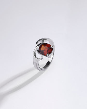 Essential Garnet (Gomed) Ring – 925 Silver - #1110N4 Sq