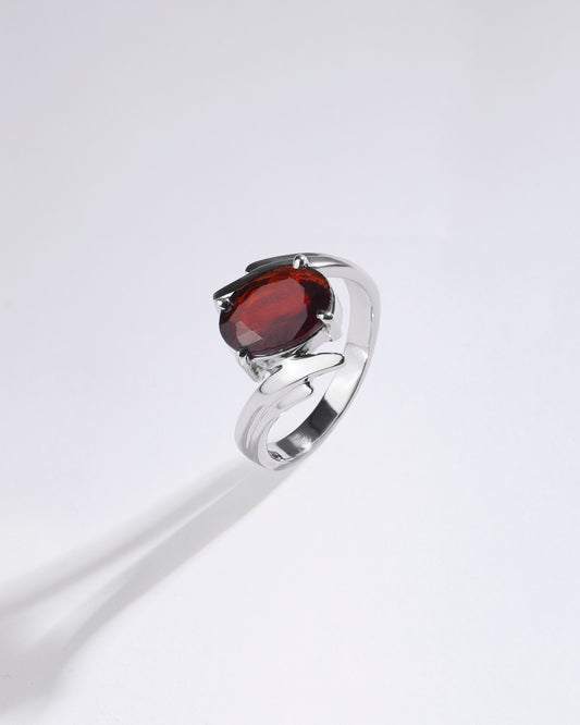 Natural Garnet (Gomed) Ring – 925 Silver - #1103N4