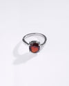 Minimalist Garnet (Gomed) Ring – 925 Silver - #1201N4
