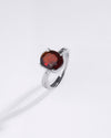 Minimalist Garnet (Gomed) Ring – 925 Silver - #1201N4