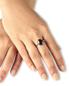 Minimalist Garnet (Gomed) Ring – 925 Silver - #1201N4