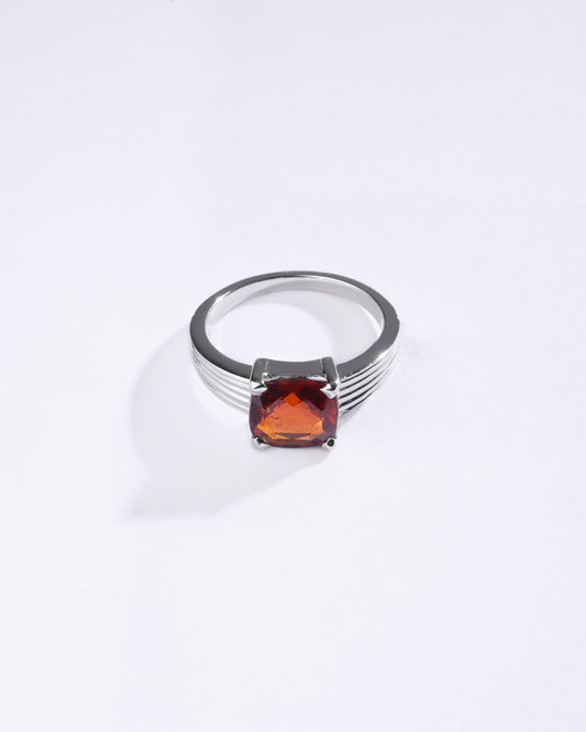 Natural Garnet (Gomed) Ring – 925 Silver - #1225N4 Sq