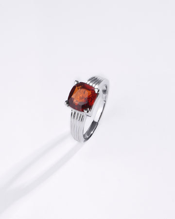 Natural Garnet (Gomed) Ring – 925 Silver - #1225N4 Sq