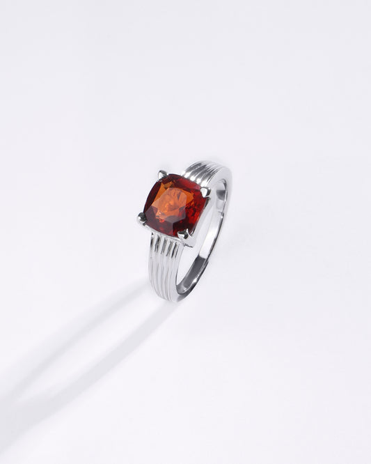 Natural Garnet (Gomed) Ring – 925 Silver - #1225N4 Sq