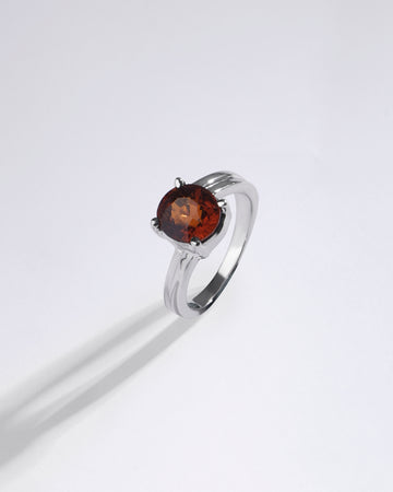 Finely Crafted Garnet (Gomed) Ring – 925 Silver - #1153N4