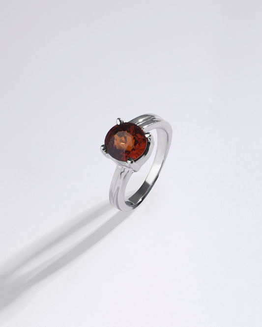 Finely Crafted Garnet (Gomed) Ring – 925 Silver - #1153N4