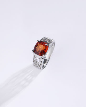 Chic Garnet (Gomed) Ring – 925 Silver - #1162N4 Sq